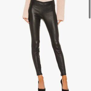 VINCE NWOT Black 100% Lamb Leather Ankle Zip Leggings - Stretch Size M